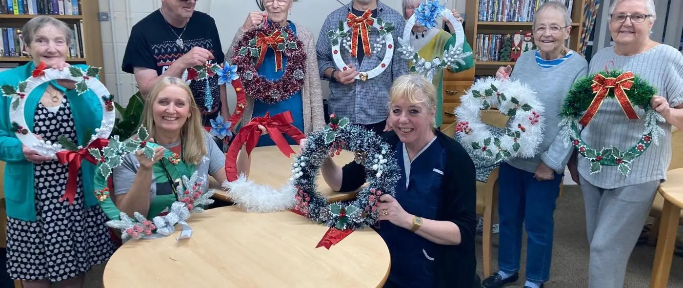 Christmas wreath making session at Moorfield Independent Living Scheme.