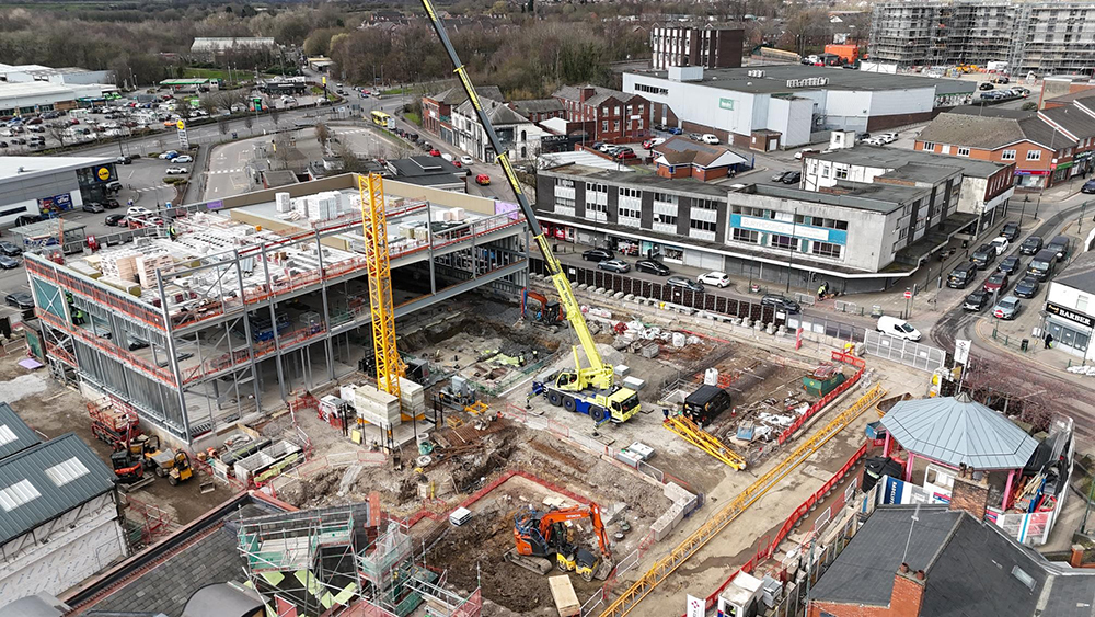 Aerial view of a construction site
