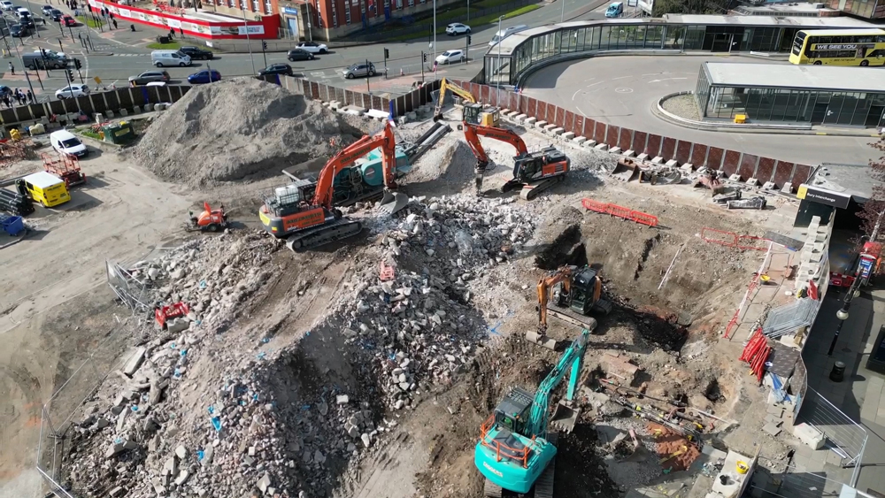 Aerial view of a construction site