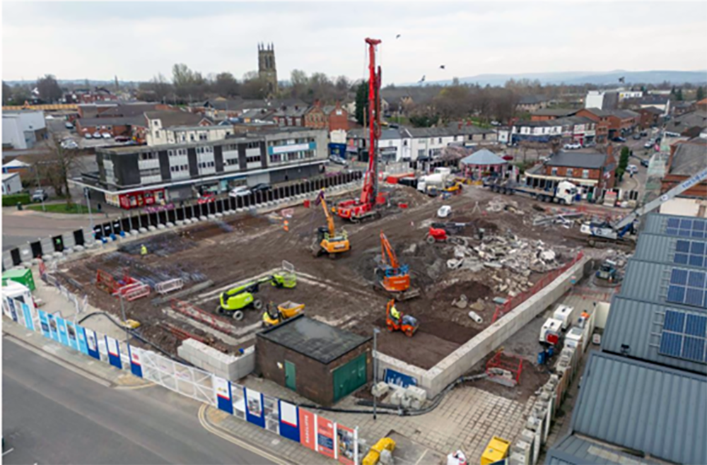 Aerial view of a construction site