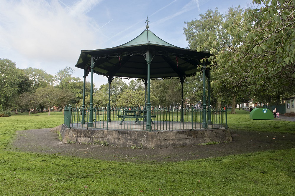 Field with bandstand in it.