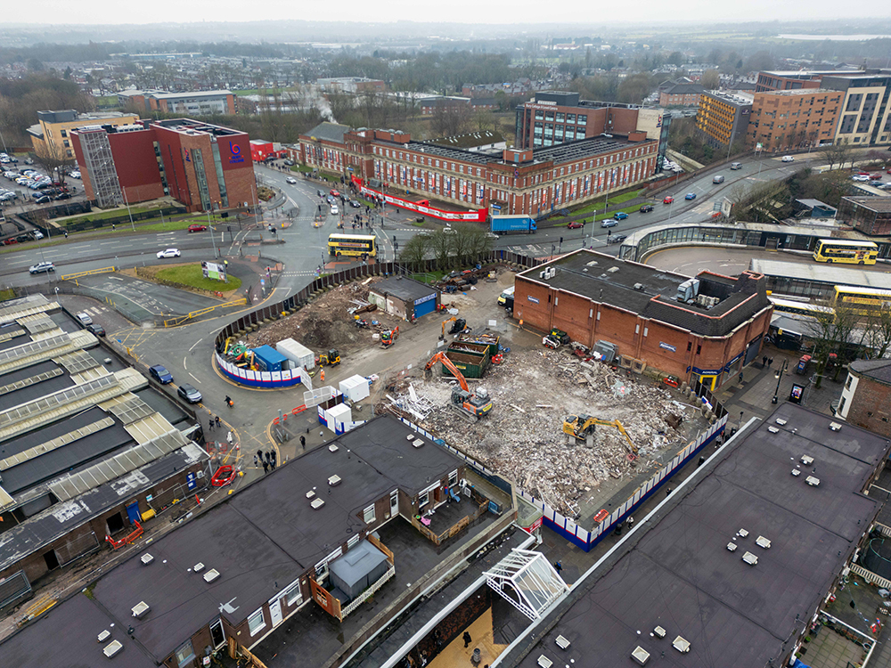 Aerial view of a construction site