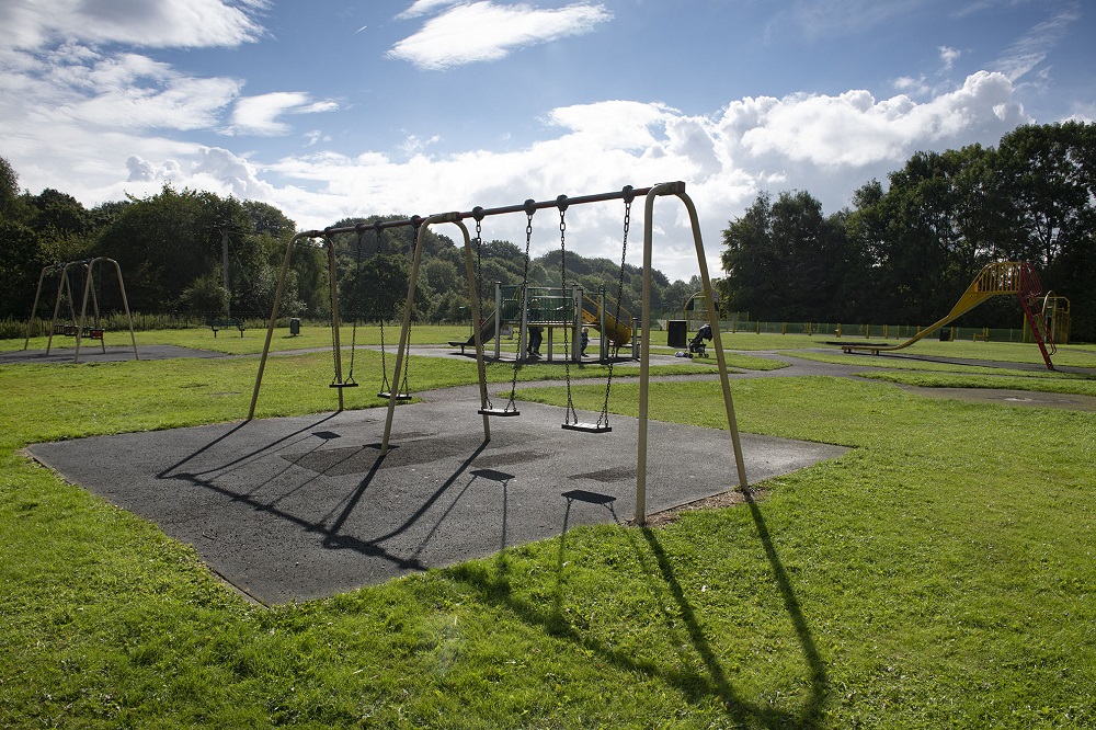 Swings in a play area.
