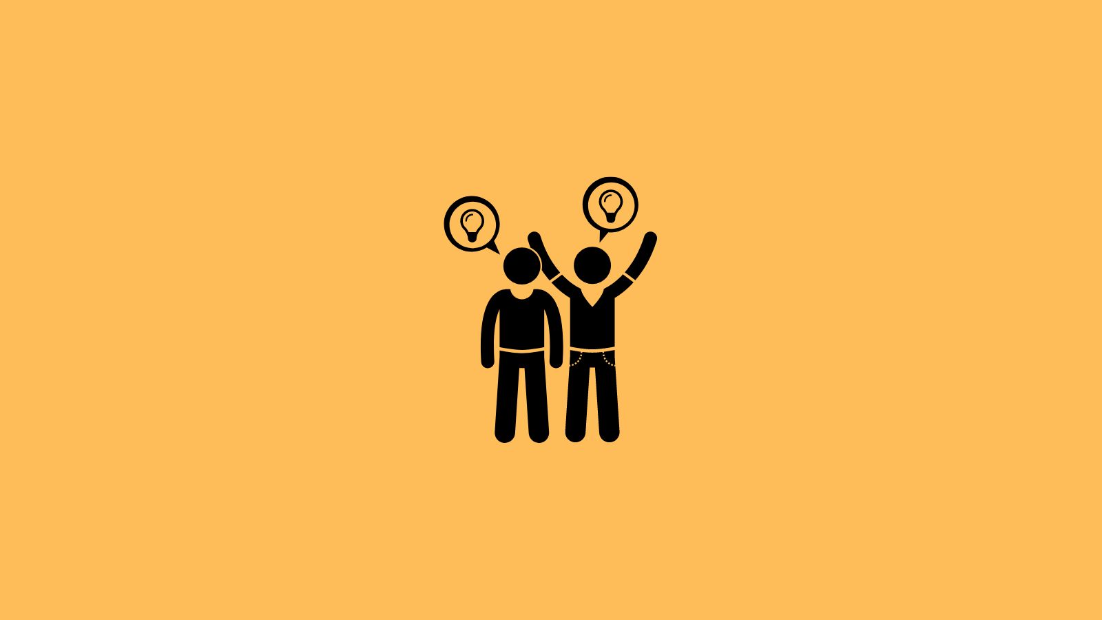 Two people with light bulbs in speech bubbles