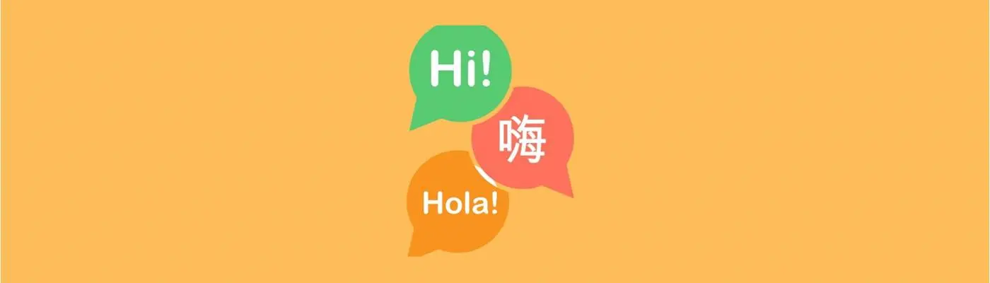 The word hi in speech bubbles in three different languages