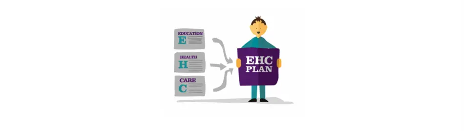 Man holding sign with EHC Plan written on it