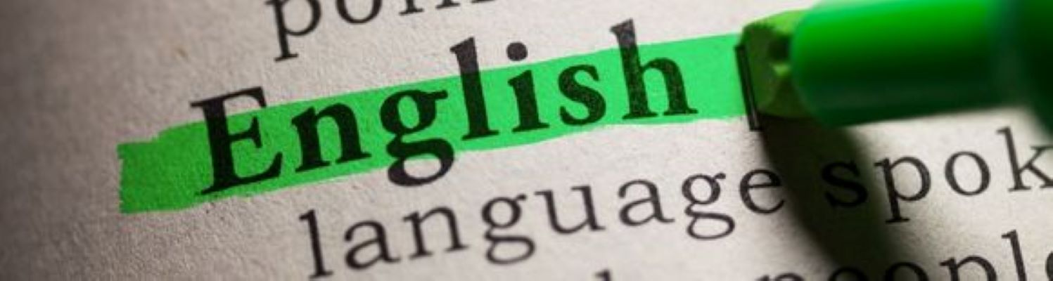 The word english highlighted in a book