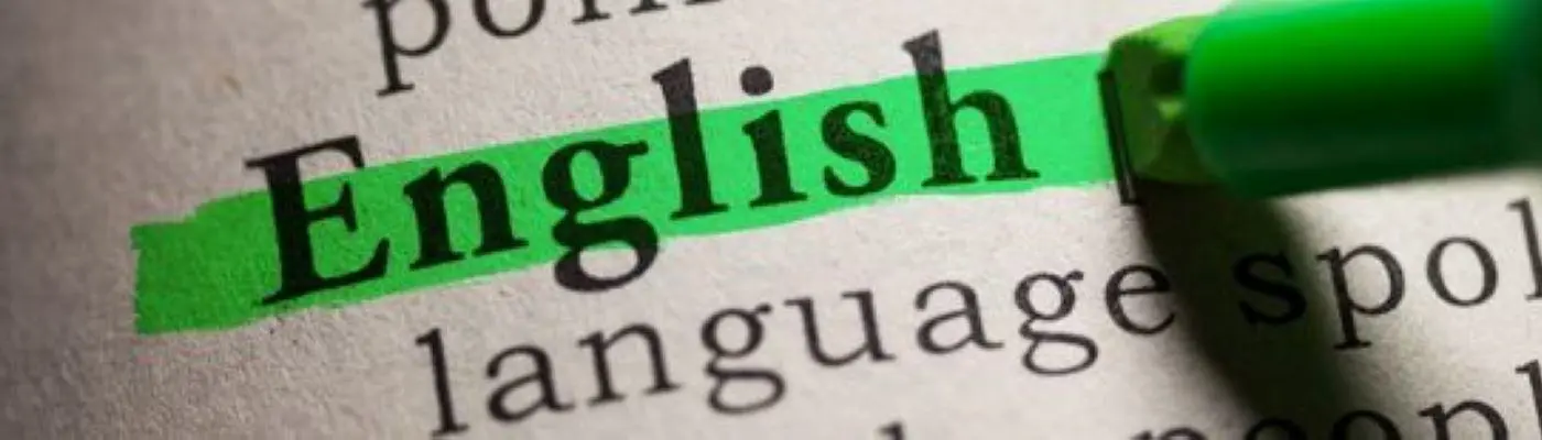 The word english highlighted in a book