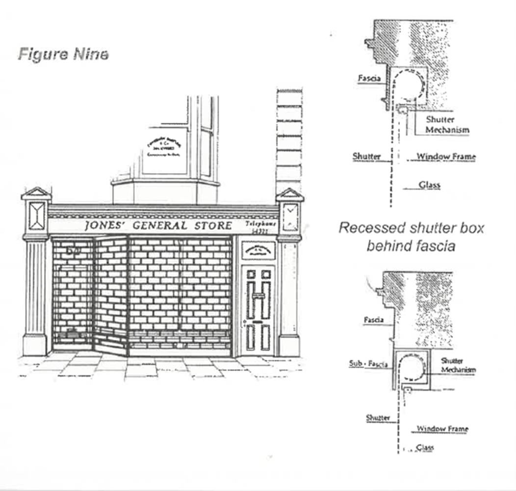 Example window shutters designed to match the building's character.