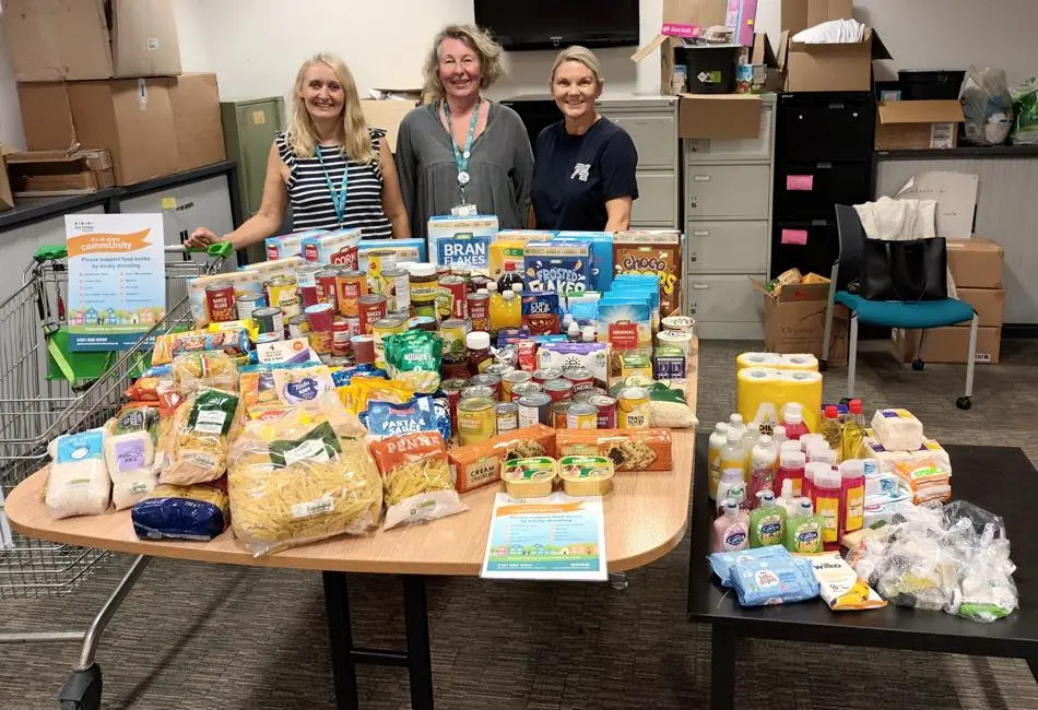 staff at the food bank donation drive