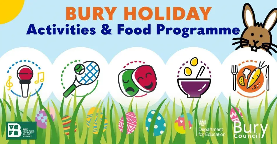 HAF logo. Graphic of a microphone, tennis racquet, theatre masks, a bowl with eggs, plate of food and a rabbit.