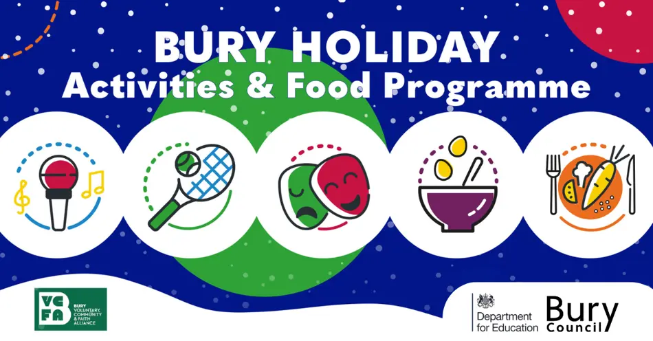 HAF logo. Graphic of a microphone, tennis racquet, theatre masks, a bowl with eggs, plate of food and a rabbit.