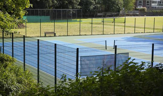 Gated tennis courts at Hamilton Road Park.
