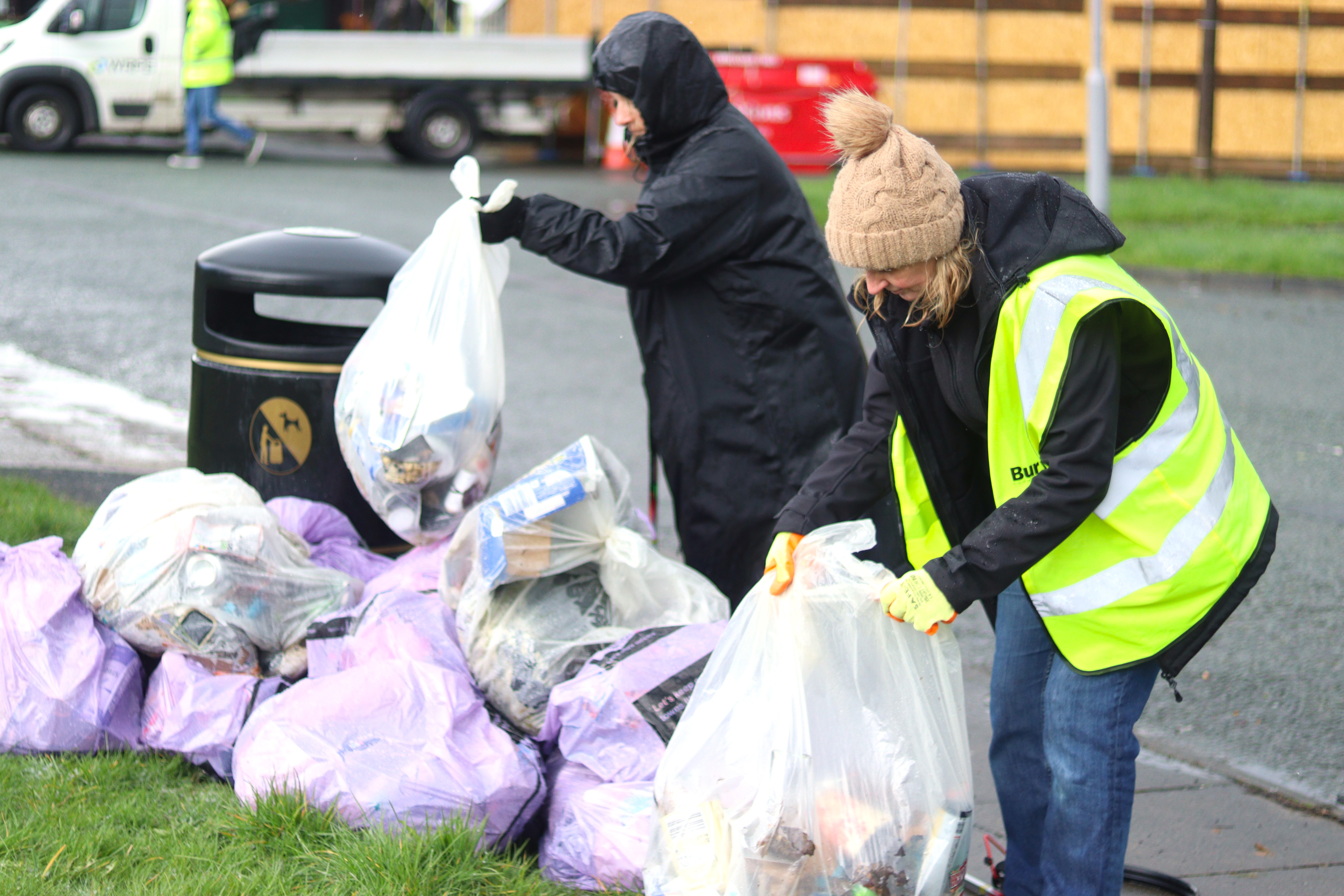 Action Day volunteers bagging rubbish 