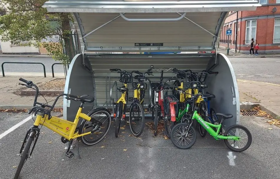 Bikes on display in lock up.