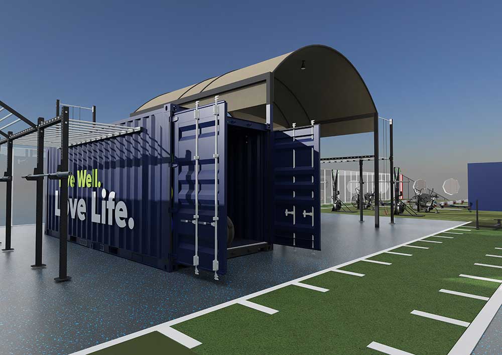 Rooftop gym with running track