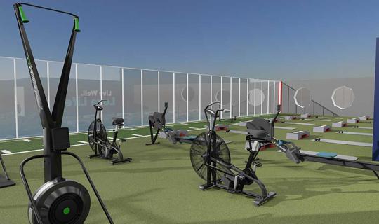Rooftop gym and exercise equipment