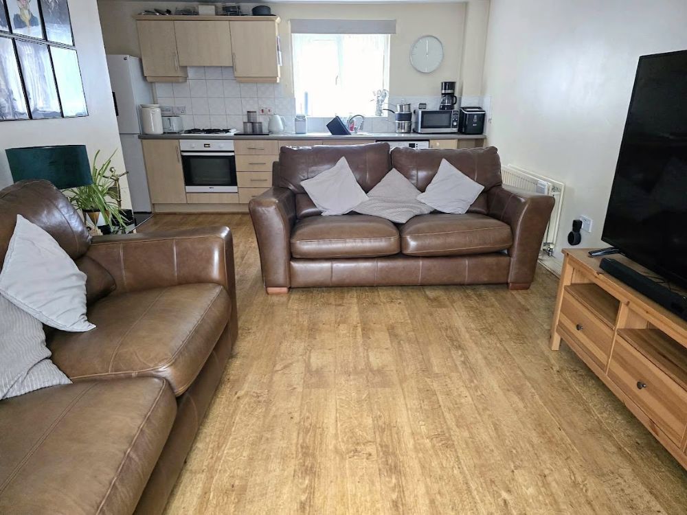 open plan living room and kitchen