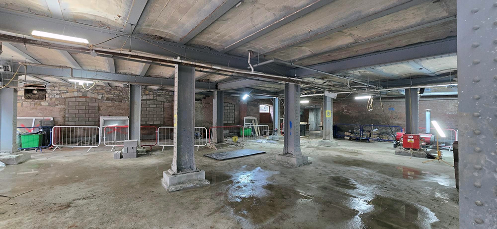 An empty building basement