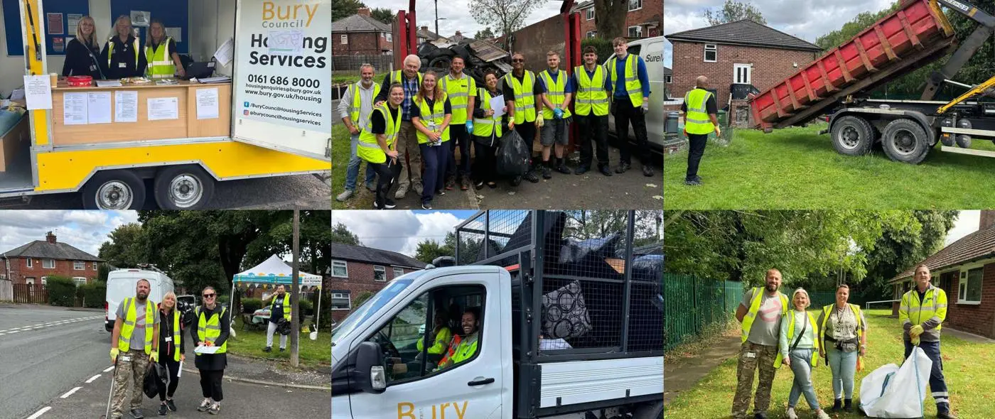 Bury Housing Services staff helping at the estate action day