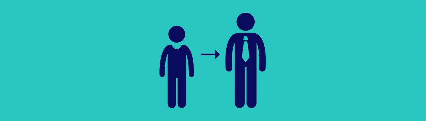 A young person with an arrow to show growth to an adult