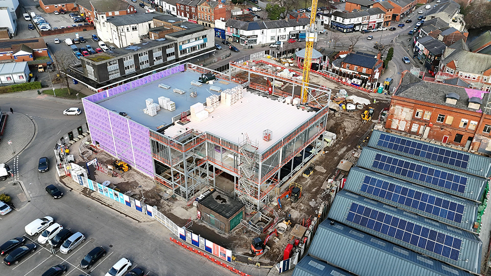 Aerial view of a construction site