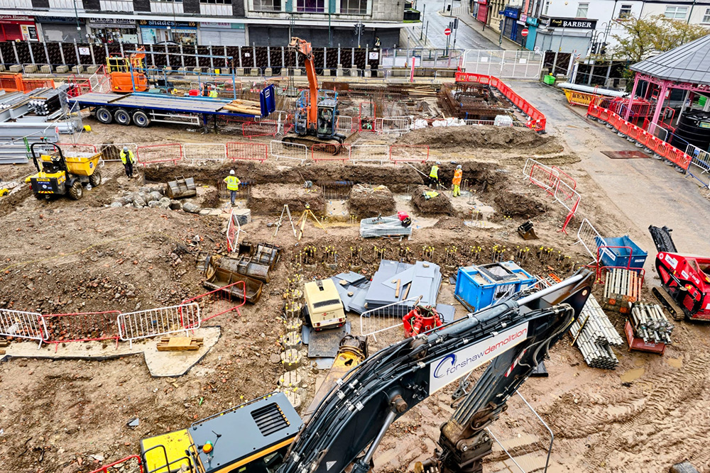 Aerial view of a construction site