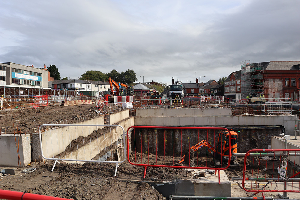 A working construction site for a large building
