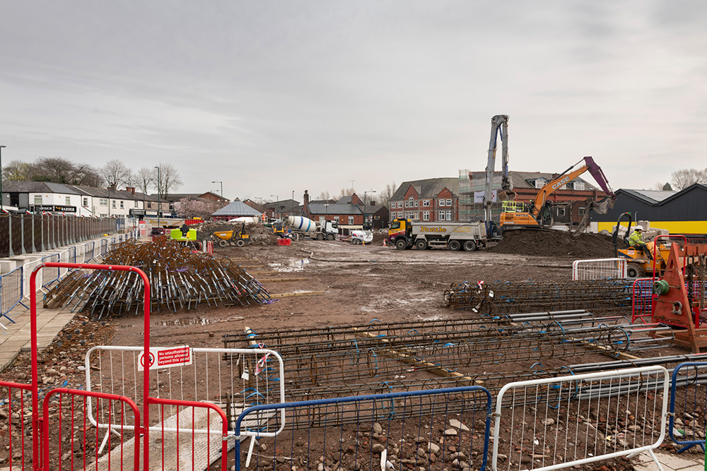 A pile of metal rods on a building site