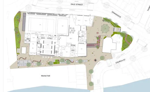 Plan of the proposed landscaping around the Civic Hub