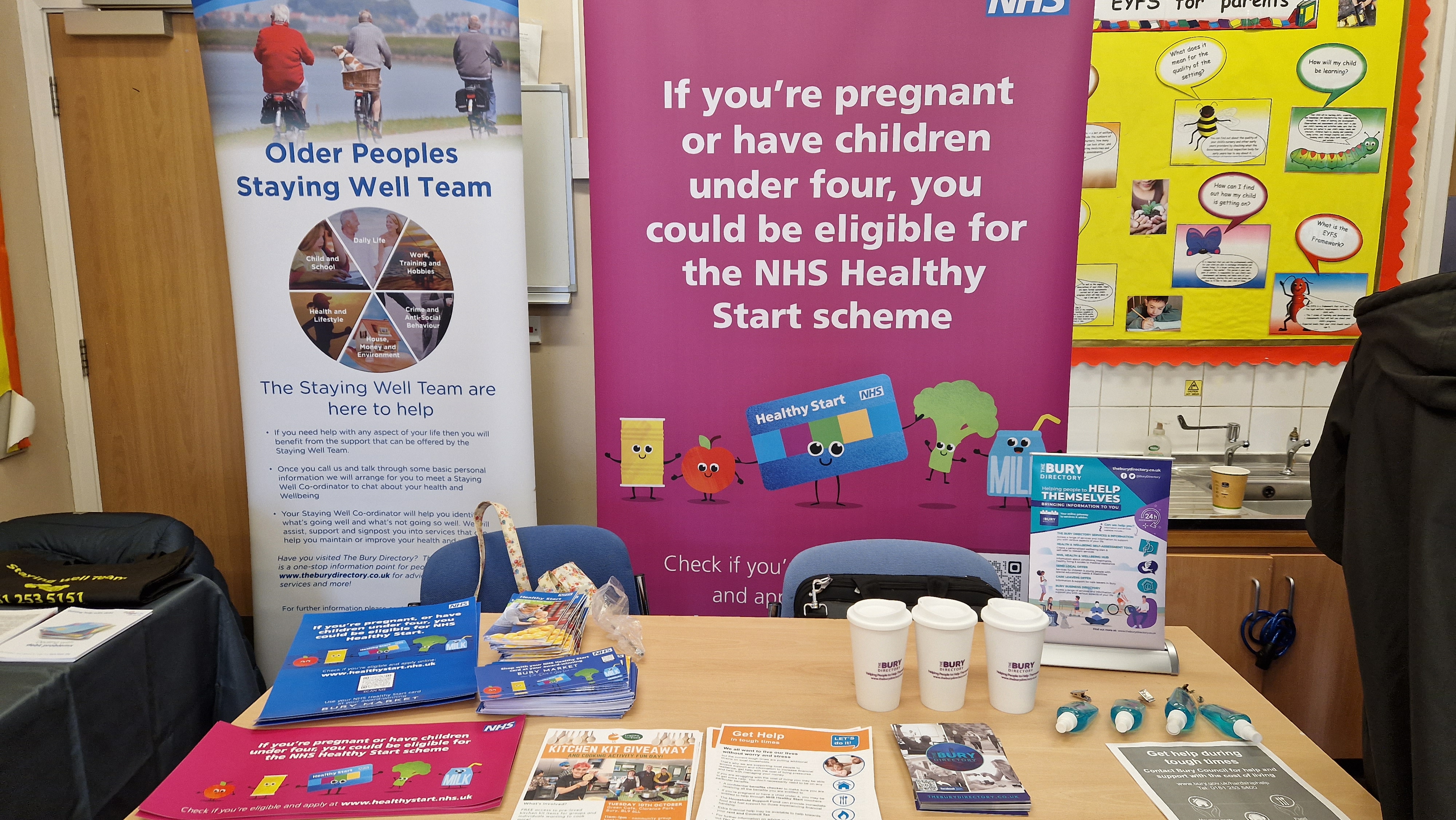 A table with leaflets on it