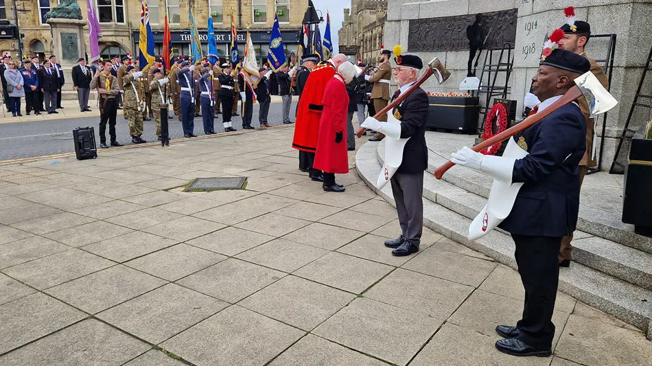 The Mayor of Bury, Cllr Noel Bayley, lays a wreath at last year's Remembrance Sunday service