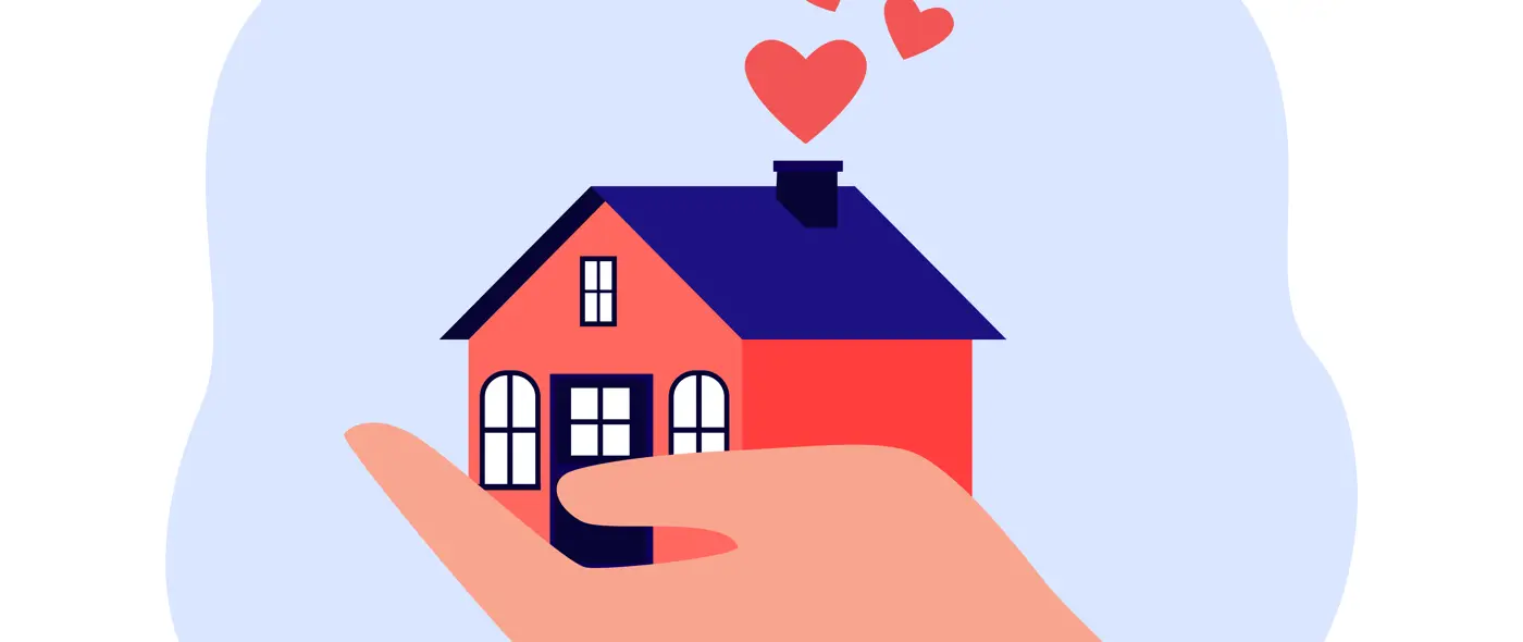 Graphic of a hand holding a house