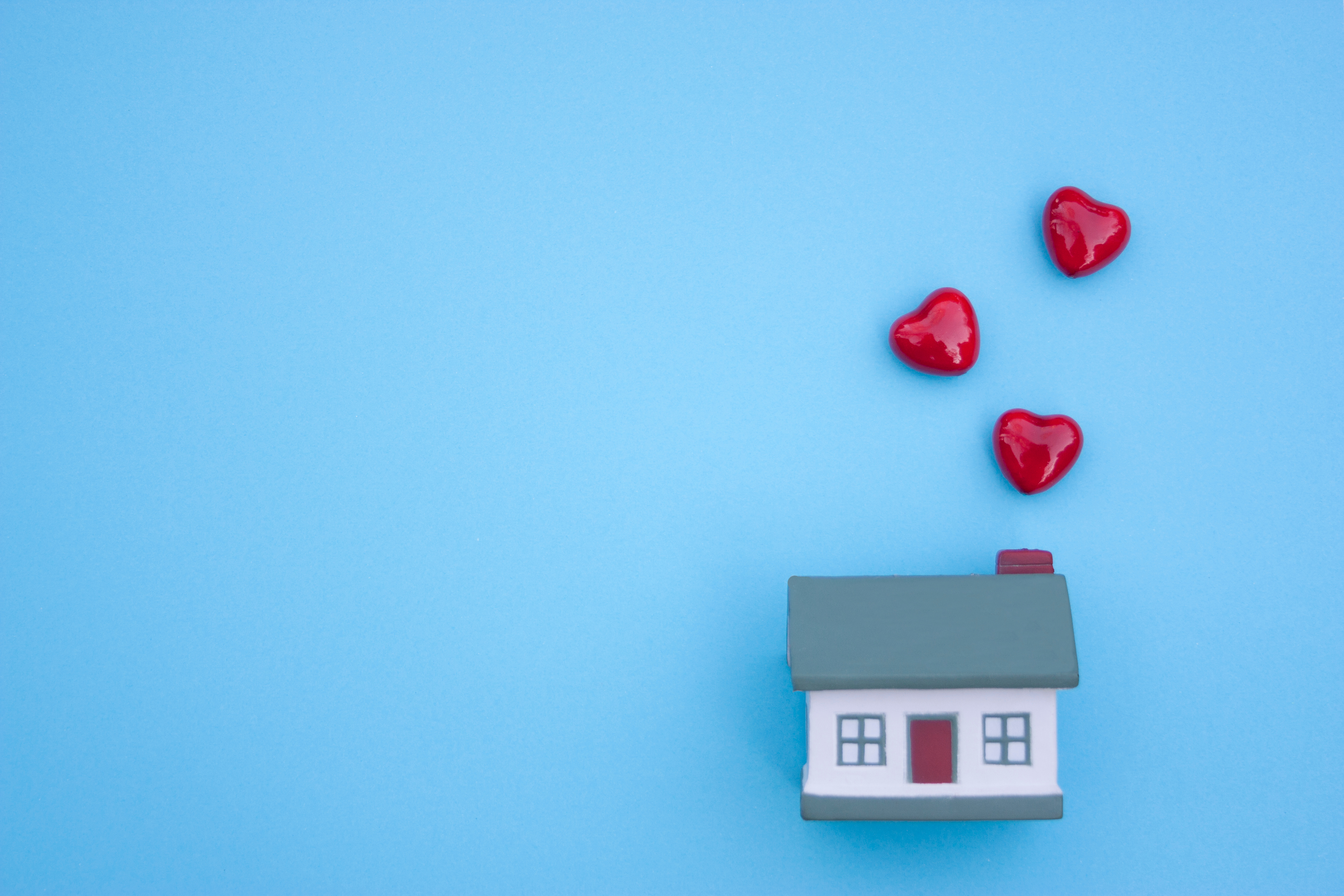 house with love hearts 