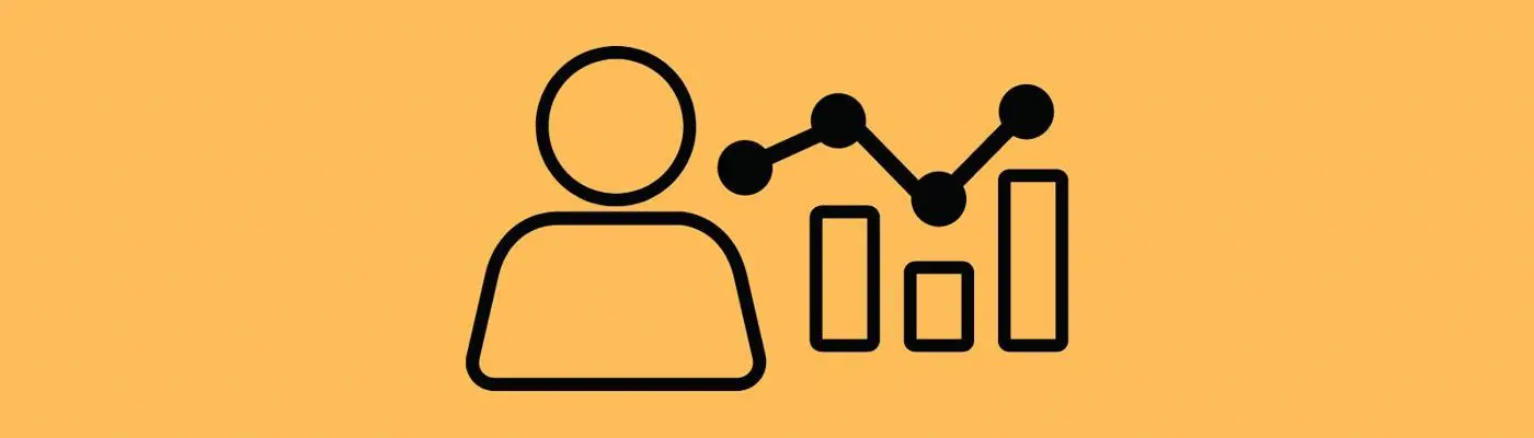 Outline of a person next to a bar chart and a line chart
