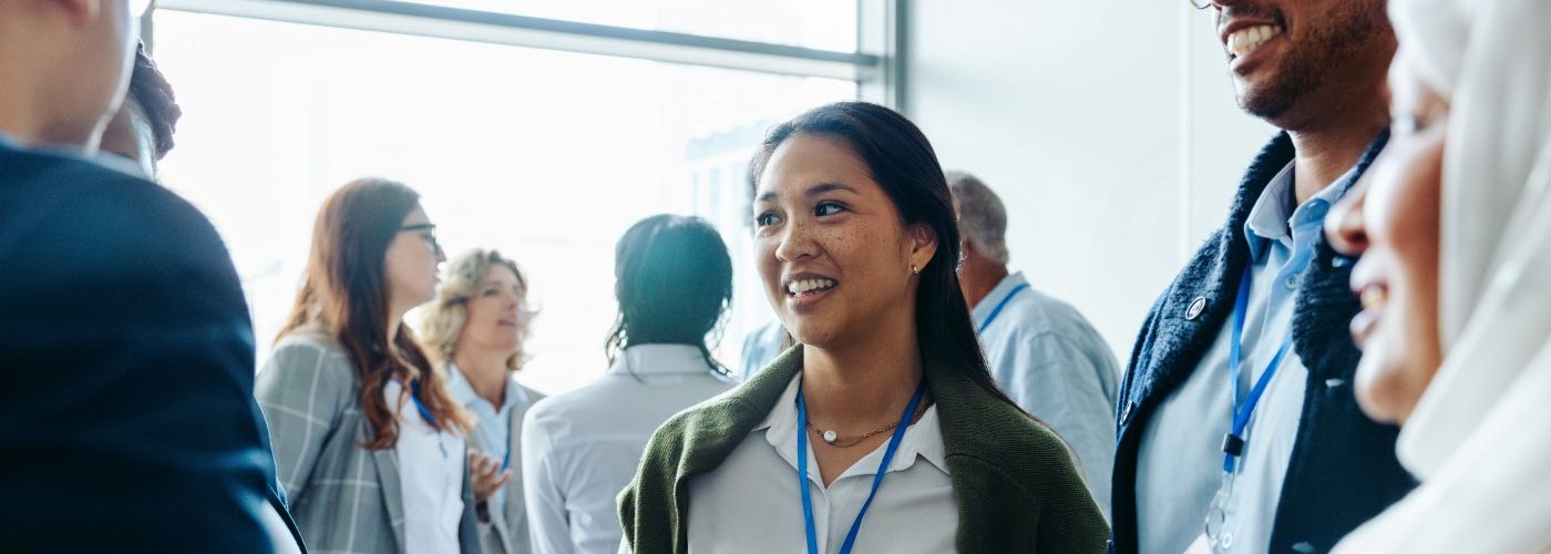 a group of professional talking