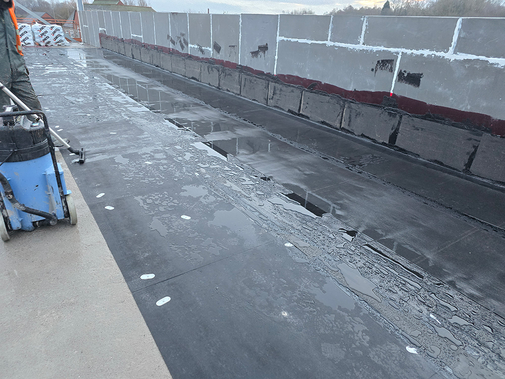 A flat roof on a building